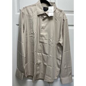 Men's J.VER FLEX LUXURY COLLECTION BUTTON DOWN DRESS SHIRT Khaki Beige XL New